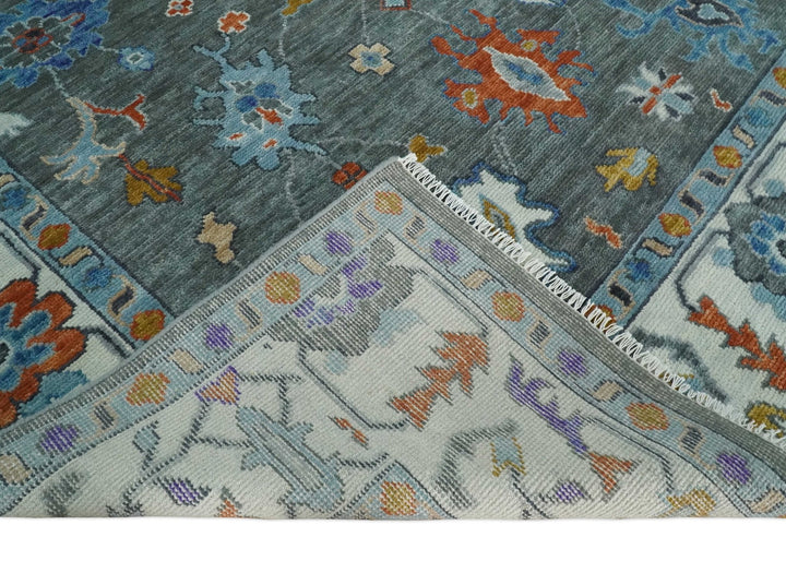 Hand Knotted 5x8, 6x9, 8x10, 9x12, 10x14 and 12x15 Charcoal and Ivory Traditional Persian Oushak Wool Rug | TRDCP944810 - The Rug Decor