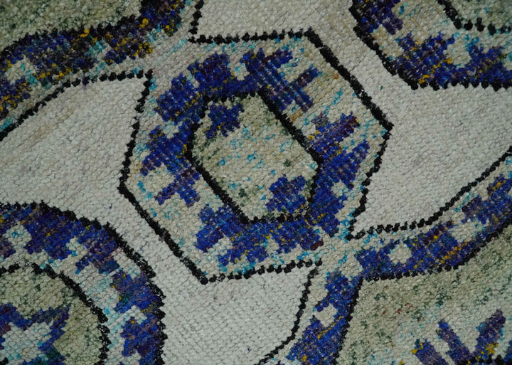 Hand Knotted 5x8 Beige, Violet and Olive Persian made of Recycled Silk Area Rug | OP98 - The Rug Decor