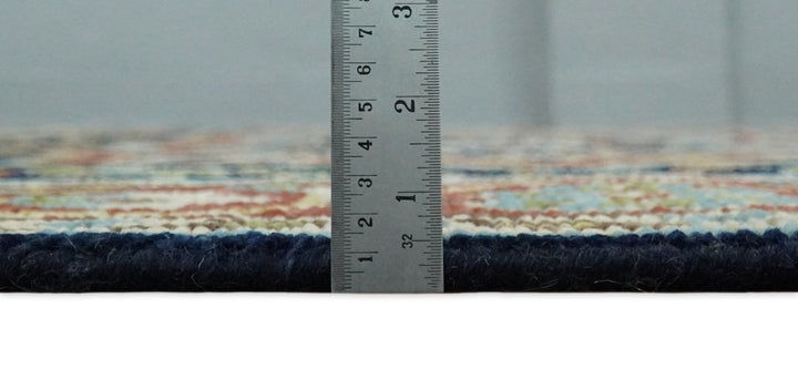 Hand Knotted 5x8 Blue and Rust Traditional Persian Heriz Serapi Area Rug | TRDCP19358 - The Rug Decor