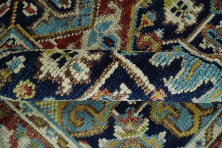 Hand Knotted 5x8 Blue and Rust Traditional Persian Heriz Serapi Area Rug | TRDCP19358 - The Rug Decor
