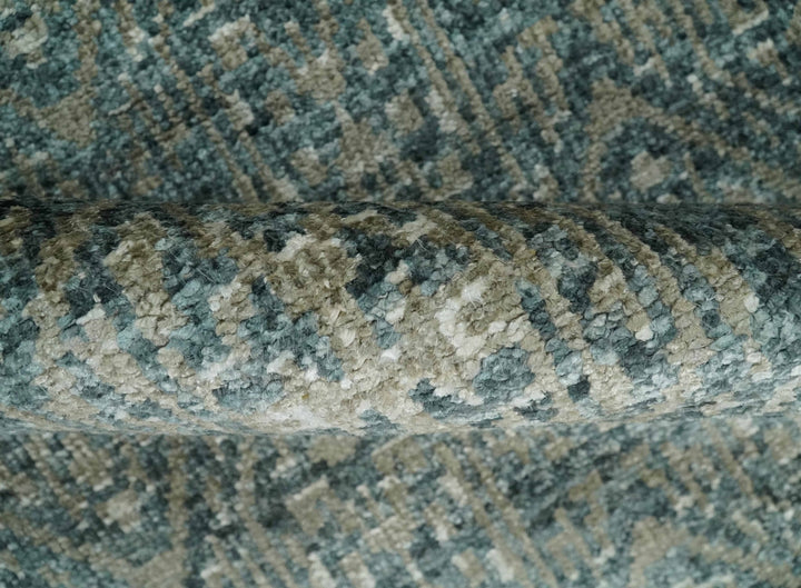 Hand Knotted 5x8 Brown, Teal and Ivory Antique Persian Style Contemporary Bamboo Silk Area Rug | OP100 - The Rug Decor