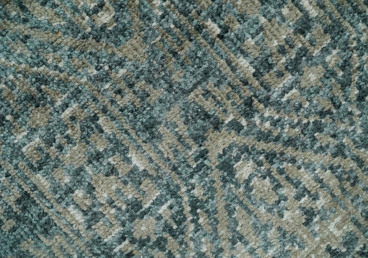 Hand Knotted 5x8 Brown, Teal and Ivory Antique Persian Style Contemporary Bamboo Silk Area Rug | OP100 - The Rug Decor