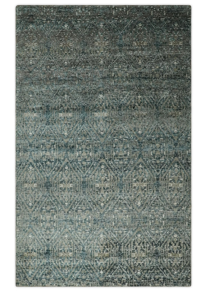 Hand Knotted 5x8 Brown, Teal and Ivory Antique Persian Style Contemporary Bamboo Silk Area Rug | OP100 - The Rug Decor