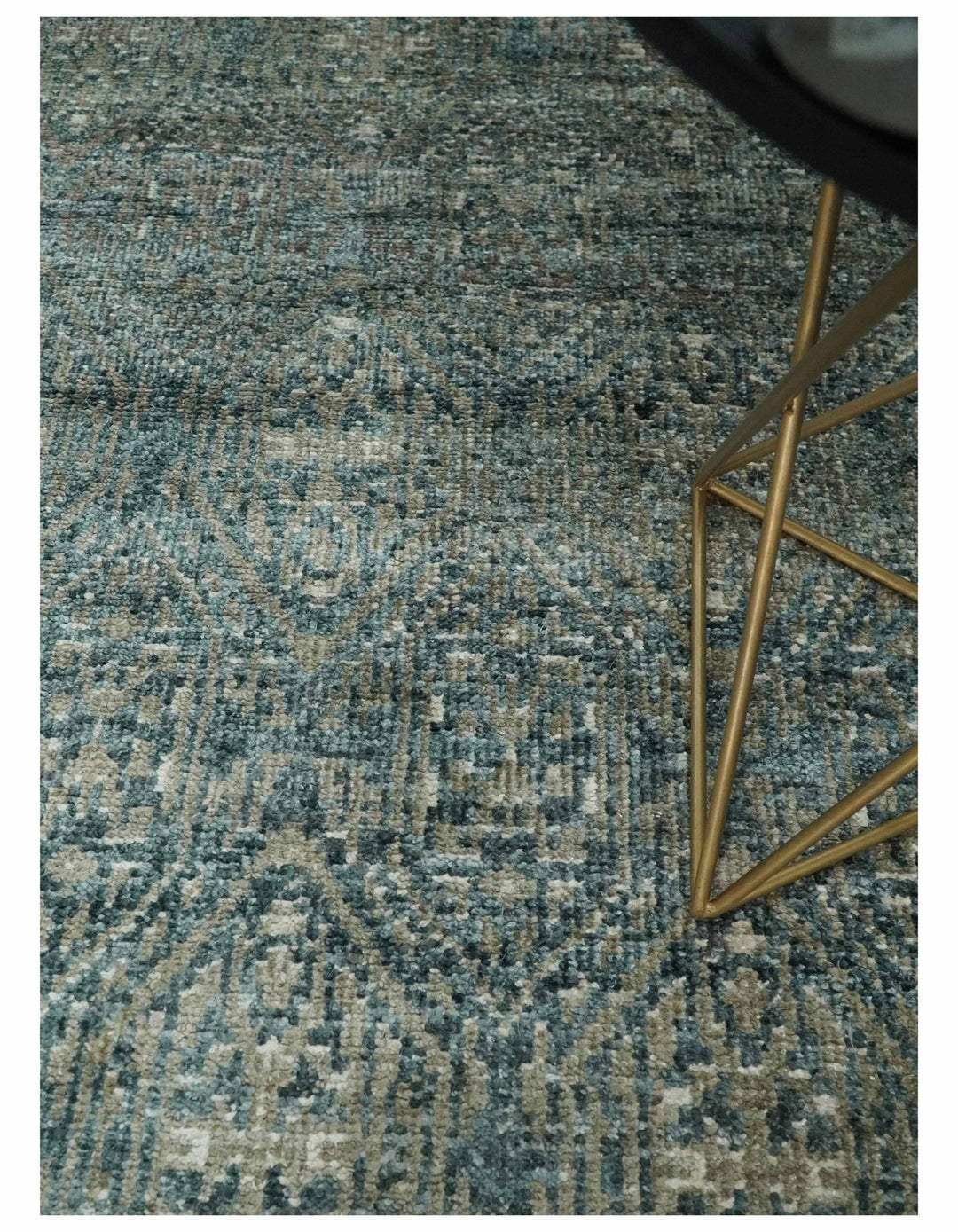 Hand Knotted 5x8 Brown, Teal and Ivory Antique Persian Style Contemporary Bamboo Silk Area Rug | OP100 - The Rug Decor
