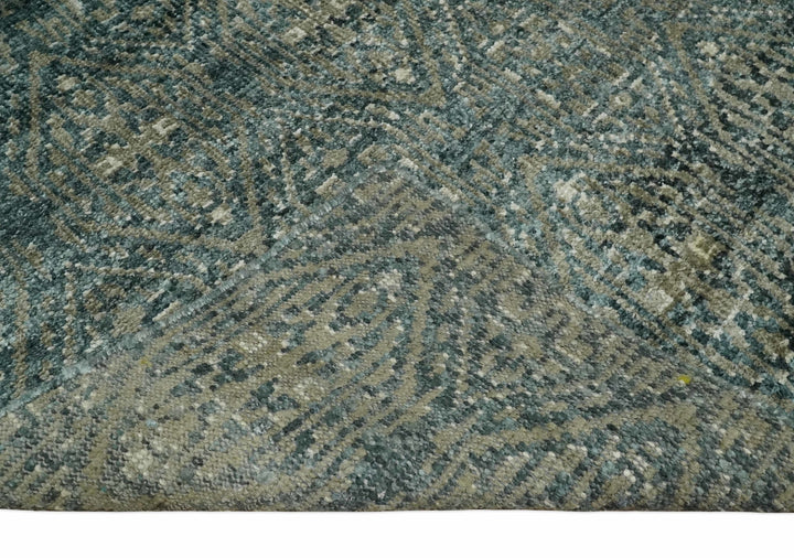 Hand Knotted 5x8 Brown, Teal and Ivory Antique Persian Style Contemporary Bamboo Silk Area Rug | OP100 - The Rug Decor