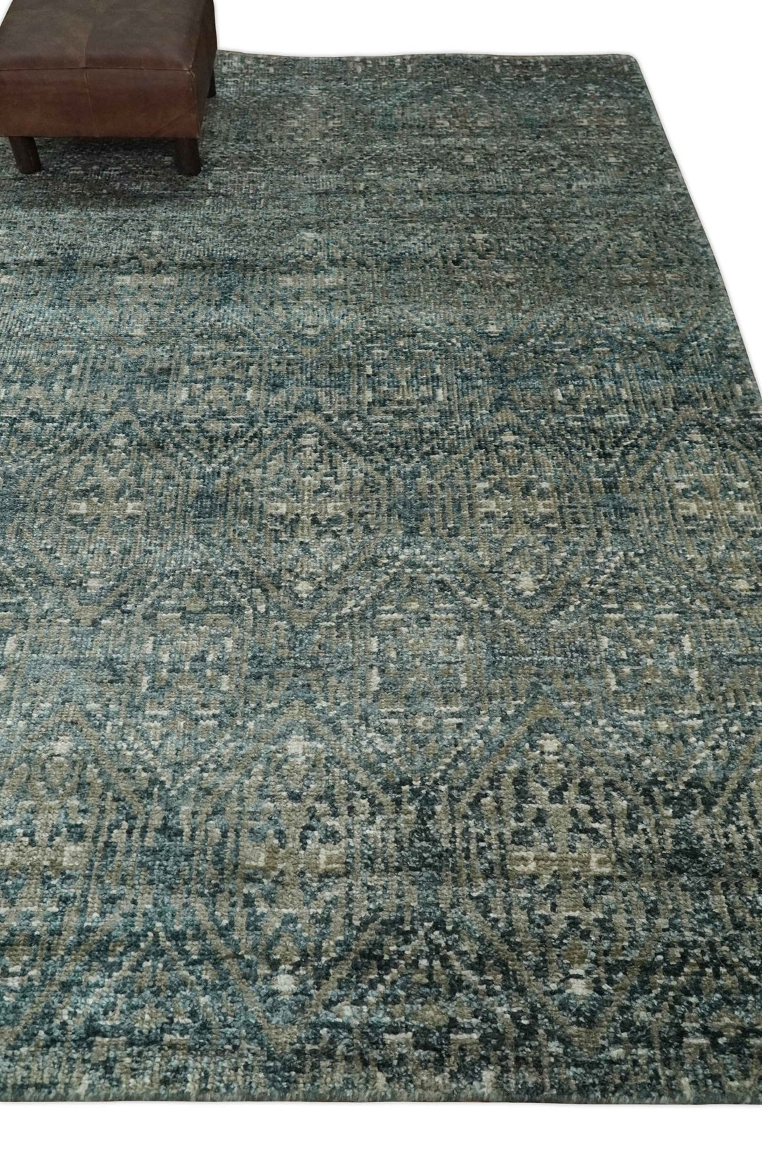 Hand Knotted 5x8 Brown, Teal and Ivory Antique Persian Style Contemporary Bamboo Silk Area Rug | OP100 - The Rug Decor