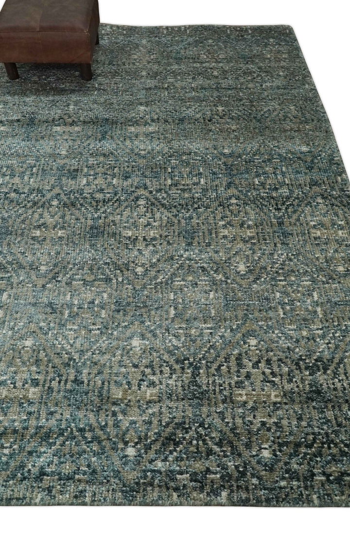 Hand Knotted 5x8 Brown, Teal and Ivory Antique Persian Style Contemporary Bamboo Silk Area Rug | OP100 - The Rug Decor