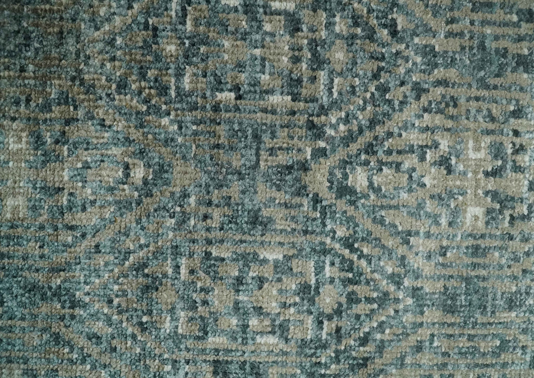 Hand Knotted 5x8 Brown, Teal and Ivory Antique Persian Style Contemporary Bamboo Silk Area Rug | OP100 - The Rug Decor