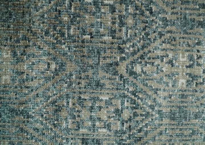 Hand Knotted 5x8 Brown, Teal and Ivory Antique Persian Style Contemporary Bamboo Silk Area Rug | OP100 - The Rug Decor