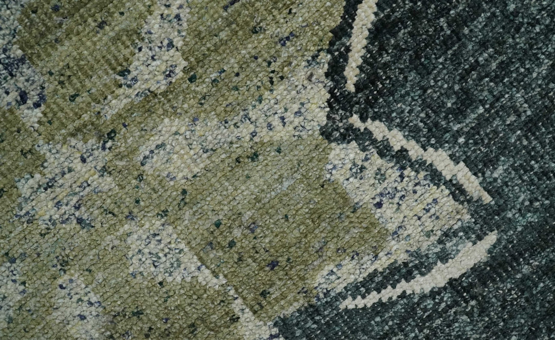 Hand Knotted 5x8 Charcoal, Beige and Olive Floral Persian made of Recycled Silk Area Rug | OP90 - The Rug Decor