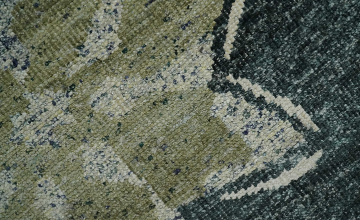 Hand Knotted 5x8 Charcoal, Beige and Olive Floral Persian made of Recycled Silk Area Rug | OP90 - The Rug Decor
