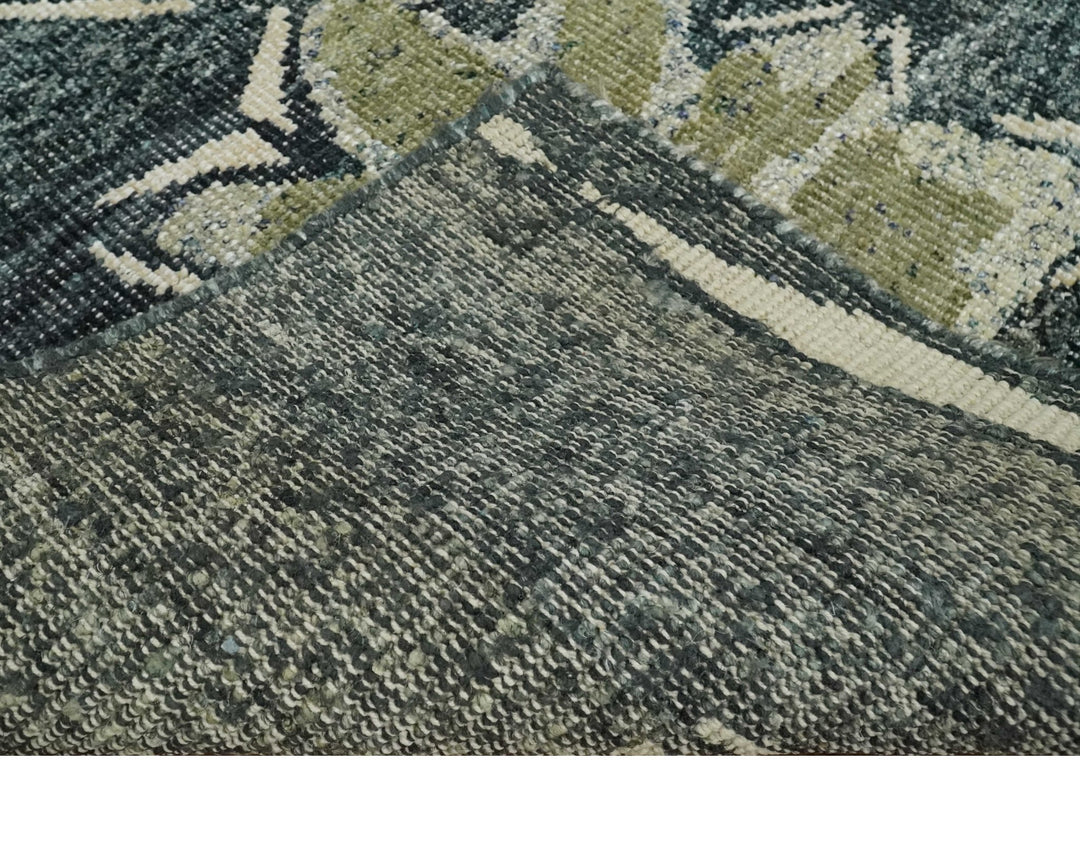 Hand Knotted 5x8 Charcoal, Beige and Olive Floral Persian made of Recycled Silk Area Rug | OP90 - The Rug Decor