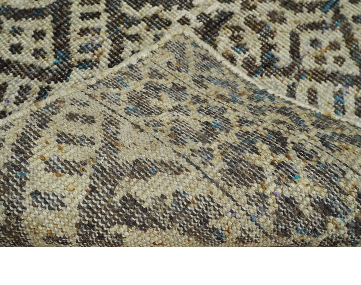 Hand Knotted 5x8 Ivory and Brown Antique Persian Style Contemporary Recycled Silk Area Rug | OP82 - The Rug Decor