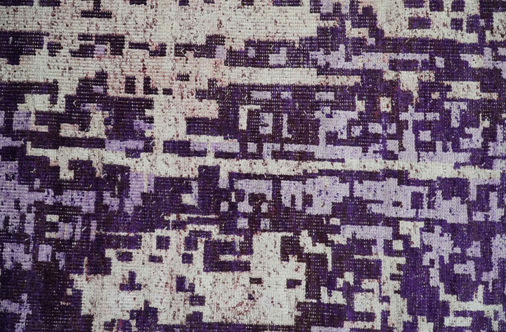 Hand Knotted 5x8 Purple, Violet and Ivory Modern Abstract Contemporary Recycled Silk Area Rug | OP131 - The Rug Decor
