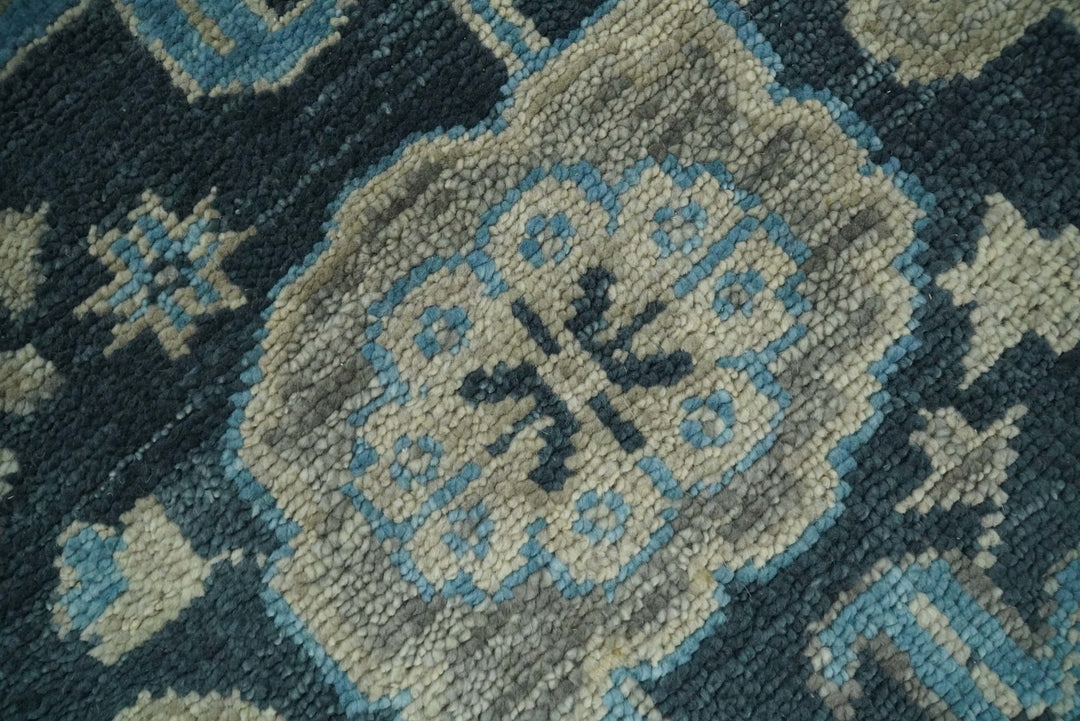 Hand Knotted 5x8 Vintage Oriental Oushak Blue and Camel Wool Area Rug | TRDCP8B - The Rug Decor