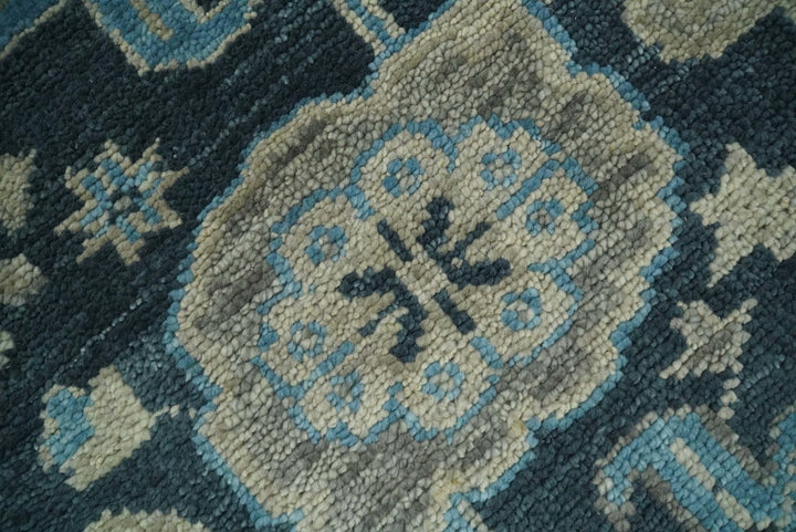 Hand Knotted 5x8 Vintage Oriental Oushak Blue and Camel Wool Area Rug | TRDCP8B - The Rug Decor