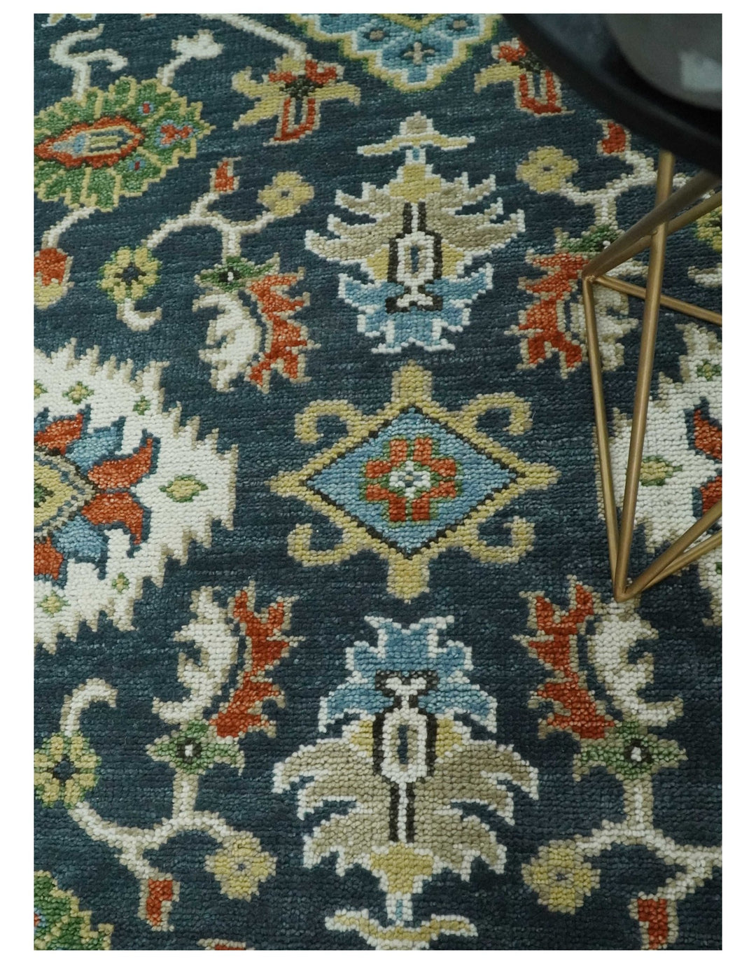 Hand Knotted 6x9, 8x10, 9x12, 10x14 and 12x15 Teal and Ivory Traditional Persian Oushak Wool Rug | TRDCP823 - The Rug Decor