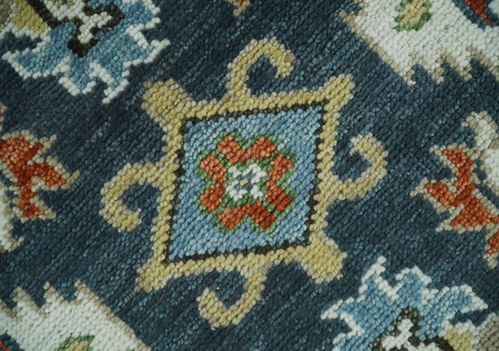 Hand Knotted 6x9, 8x10, 9x12, 10x14 and 12x15 Teal and Ivory Traditional Persian Oushak Wool Rug | TRDCP823 - The Rug Decor