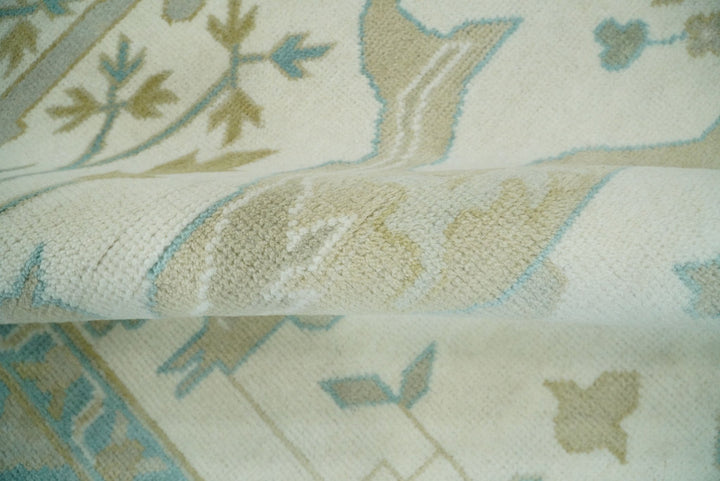 Hand Knotted 6x9, 8x10, 9x12,10x14 and 12x15 Oriental Oushak Ivory and Light Blue Wool Area Rug | TRDCP112 - The Rug Decor