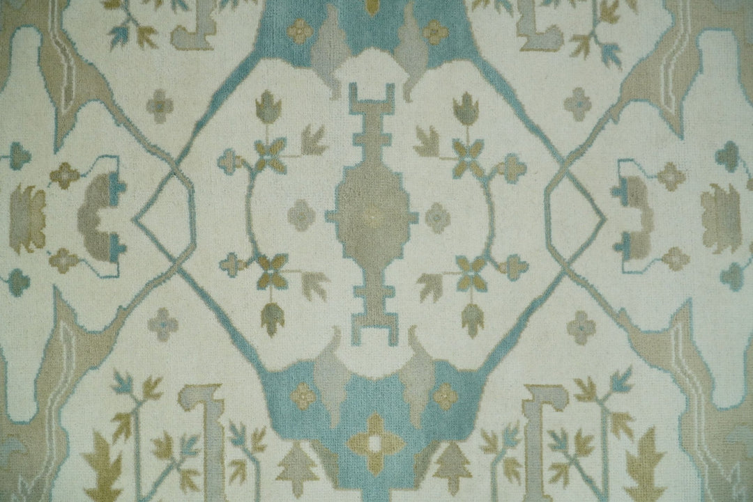 Hand Knotted 6x9, 8x10, 9x12,10x14 and 12x15 Oriental Oushak Ivory and Light Blue Wool Area Rug | TRDCP112 - The Rug Decor