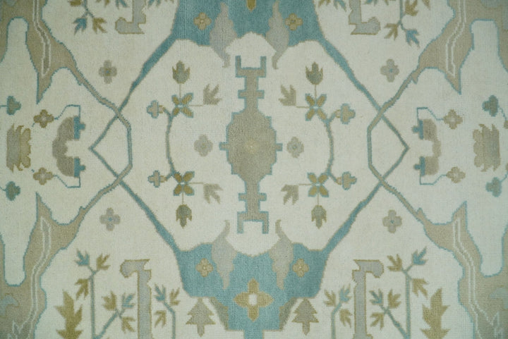 Hand Knotted 6x9, 8x10, 9x12,10x14 and 12x15 Oriental Oushak Ivory and Light Blue Wool Area Rug | TRDCP112 - The Rug Decor