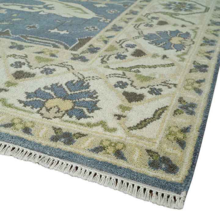 Hand Knotted 8x10 Antique Style Oriental Oushak Gray, Ivory and Beige Wool Area Rug - The Rug Decor
