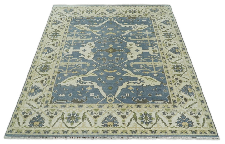 Hand Knotted 8x10 Antique Style Oriental Oushak Gray, Ivory and Beige Wool Area Rug - The Rug Decor