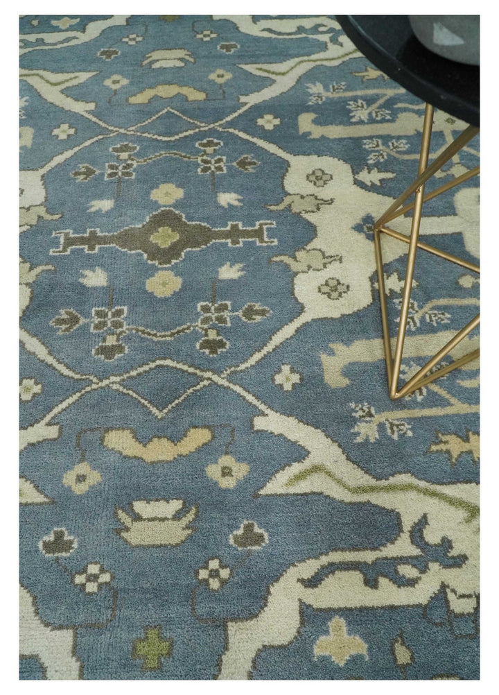 Hand Knotted 8x10 Antique Style Oriental Oushak Gray, Ivory and Beige Wool Area Rug - The Rug Decor