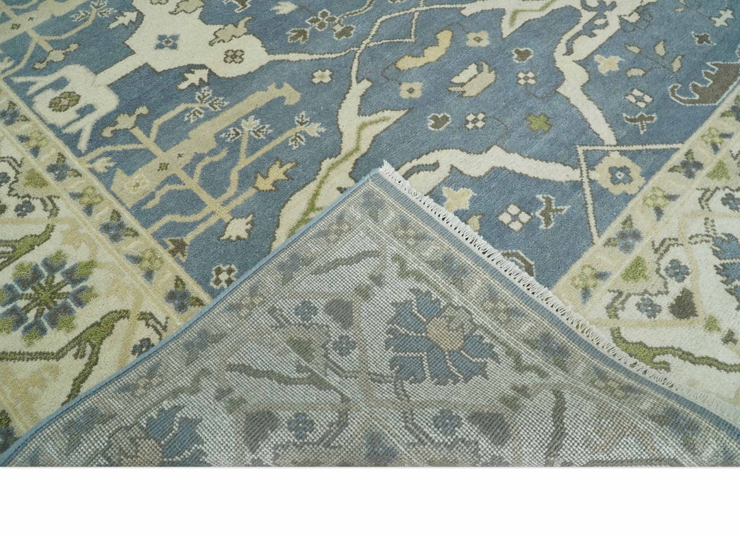 Hand Knotted 8x10 Antique Style Oriental Oushak Gray, Ivory and Beige Wool Area Rug - The Rug Decor
