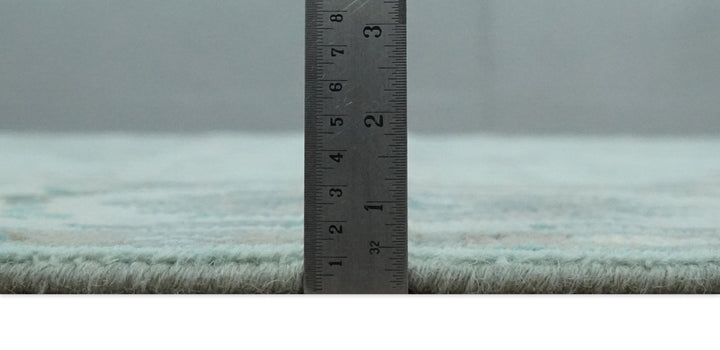 Hand Knotted 8x10 Aqua and Silver Antique Oushak Wool Area Rug - The Rug Decor