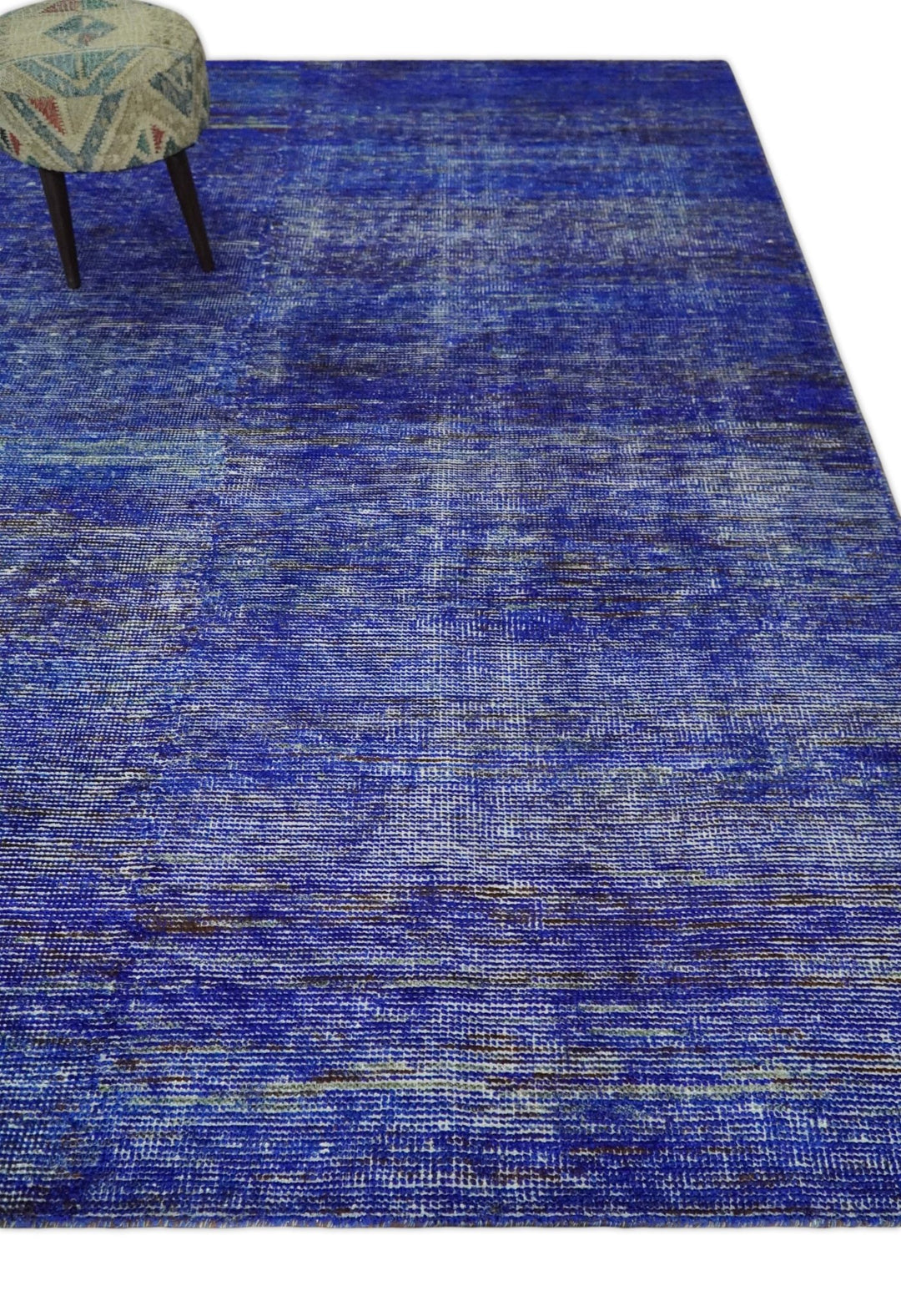 Hand Knotted 8x10 Denim Blue Modern Abstract Silk Bohemian Area Rug | TRDSS4 - The Rug Decor