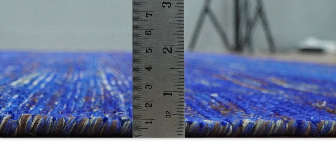 Hand Knotted 8x10 Denim Blue Modern Abstract Silk Bohemian Area Rug | TRDSS4 - The Rug Decor