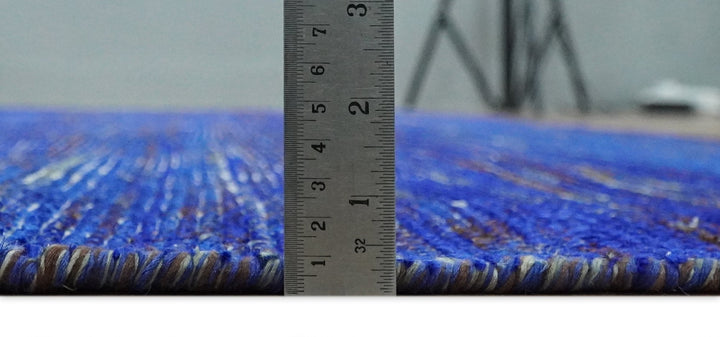 Hand Knotted 8x10 Denim Blue Modern Abstract Silk Bohemian Area Rug | TRDSS4 - The Rug Decor