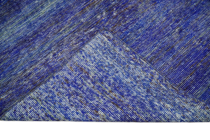 Hand Knotted 8x10 Denim Blue Modern Abstract Silk Bohemian Area Rug | TRDSS4 - The Rug Decor