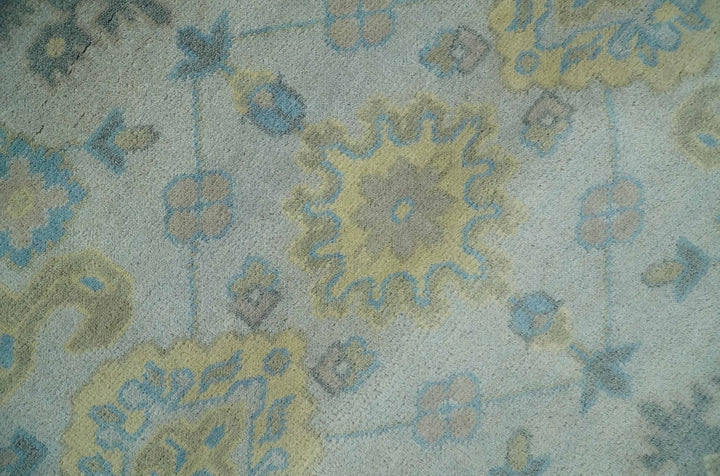 Hand Knotted 8x10 Ivory, Blue and Beige Floral Oushak Persian Wool Area Rug | TRDCP1174810 - The Rug Decor