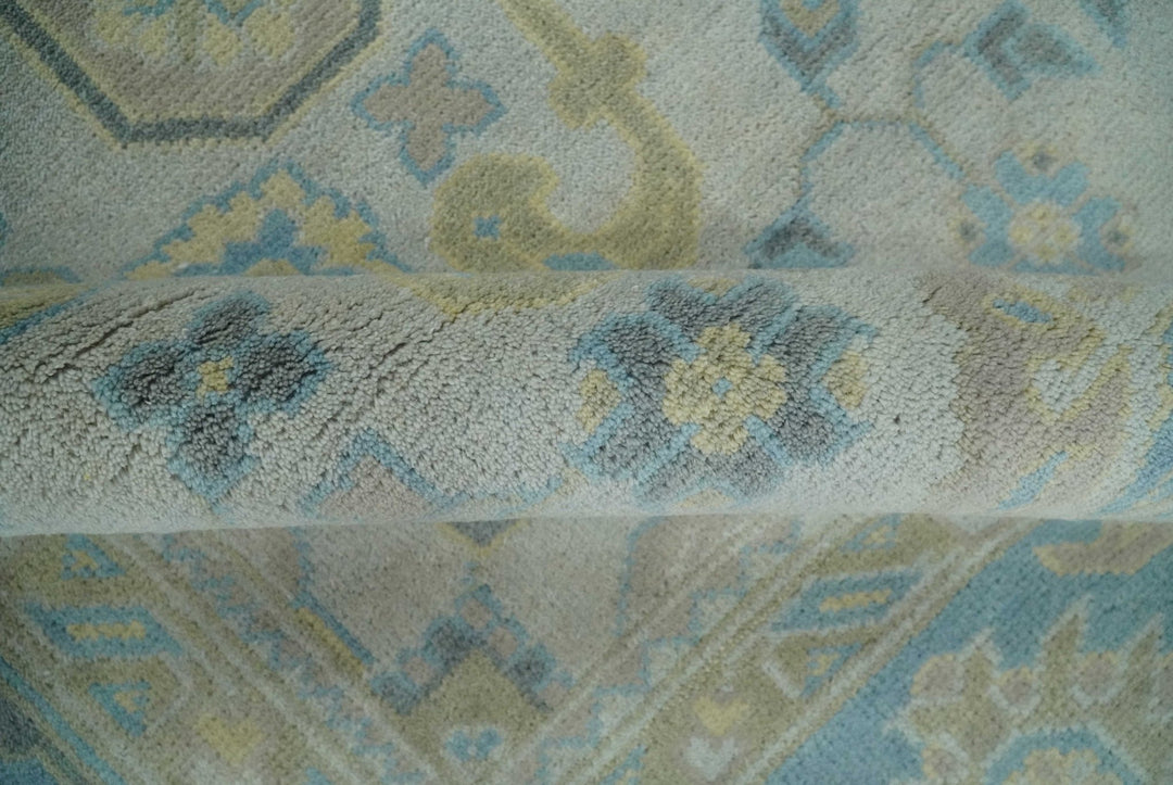 Hand Knotted 8x10 Ivory, Blue and Beige Floral Oushak Persian Wool Area Rug | TRDCP1174810 - The Rug Decor