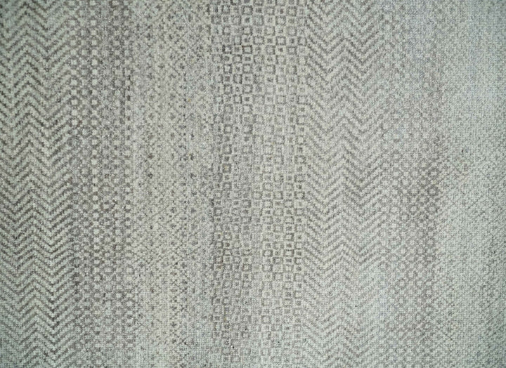 Hand Knotted 8x10 Modern Geometric Trellis Scandinavian Charcoal, Silver and Ivory Wool Area Rug - The Rug Decor