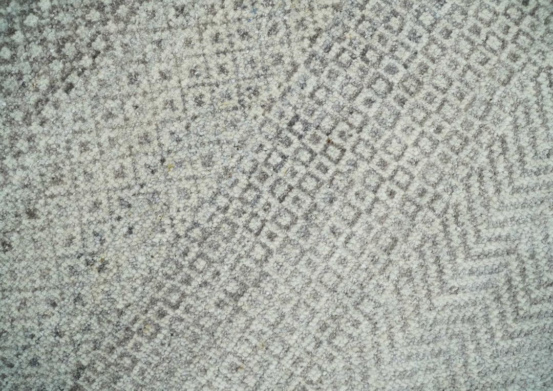 Hand Knotted 8x10 Modern Geometric Trellis Scandinavian Charcoal, Silver and Ivory Wool Area Rug - The Rug Decor