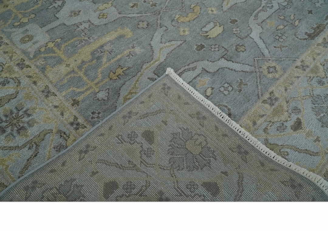 Hand Knotted 8x10 Oriental Oushak Charcoal Silver and Beige Wool Area Rug | TRDCP1182810 - The Rug Decor