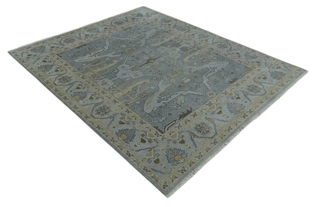 Hand Knotted 8x10 Oriental Oushak Charcoal Silver and Beige Wool Area Rug | TRDCP1182810 - The Rug Decor