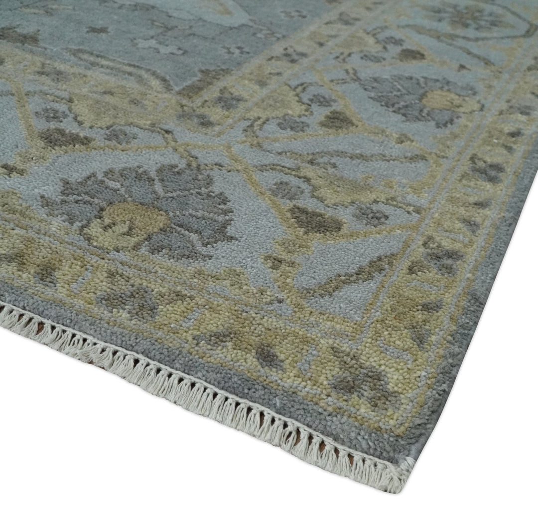 Hand Knotted 8x10 Oriental Oushak Charcoal Silver and Beige Wool Area Rug | TRDCP1182810 - The Rug Decor