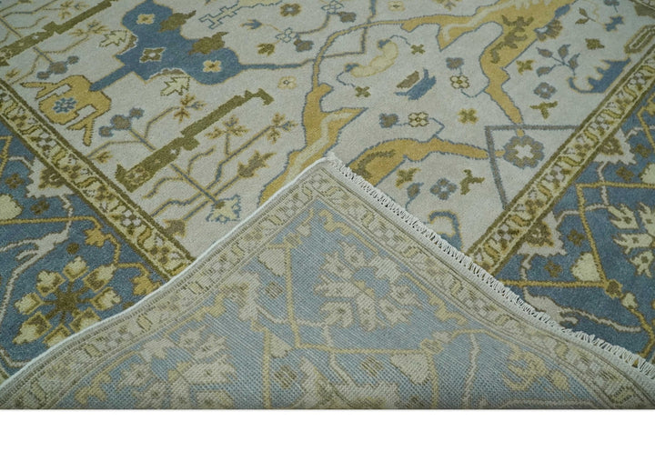 Hand Knotted 8x10 Oriental Oushak Ivory, Beige and Gray Wool Area Rug - The Rug Decor