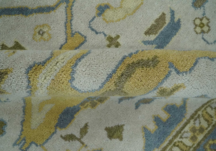 Hand Knotted 8x10 Oriental Oushak Ivory, Beige and Gray Wool Area Rug - The Rug Decor