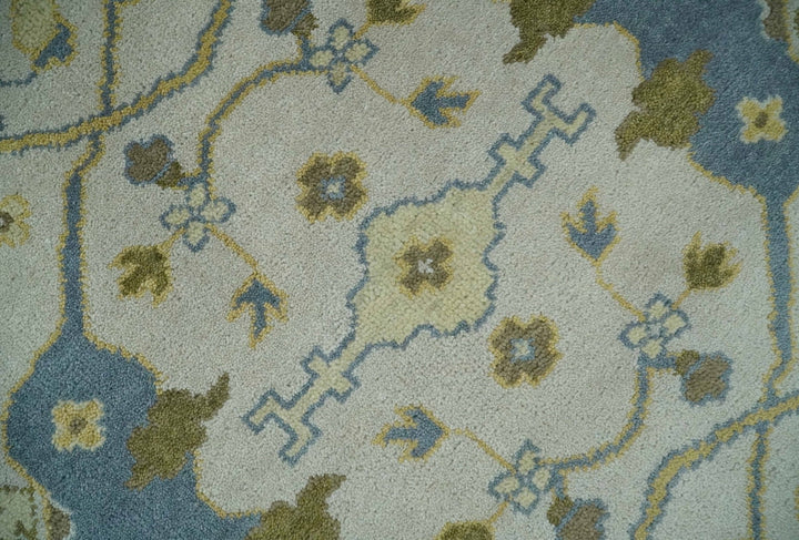 Hand Knotted 8x10 Oriental Oushak Ivory, Beige and Gray Wool Area Rug - The Rug Decor