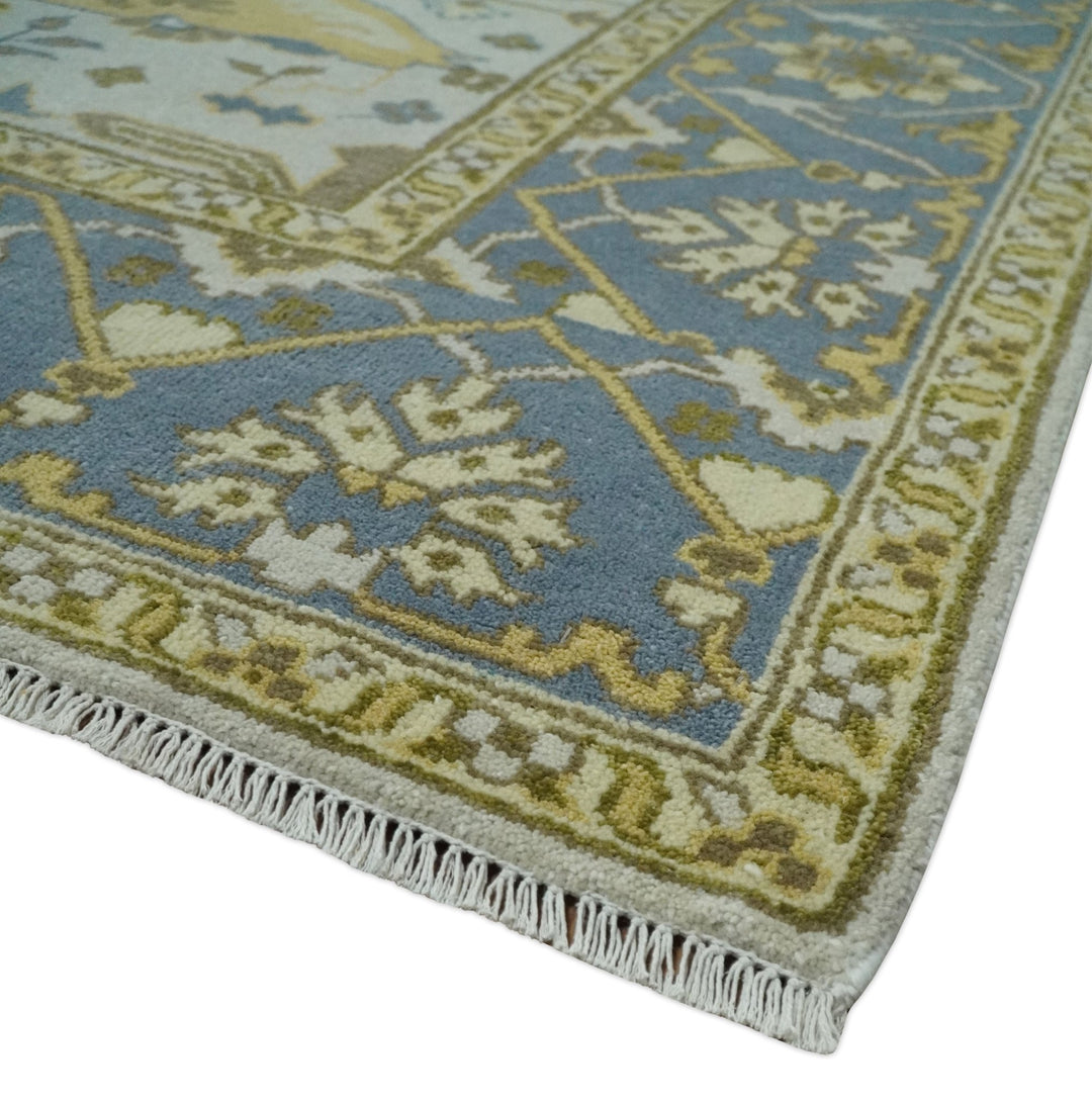 Hand Knotted 8x10 Oriental Oushak Ivory, Beige and Gray Wool Area Rug - The Rug Decor