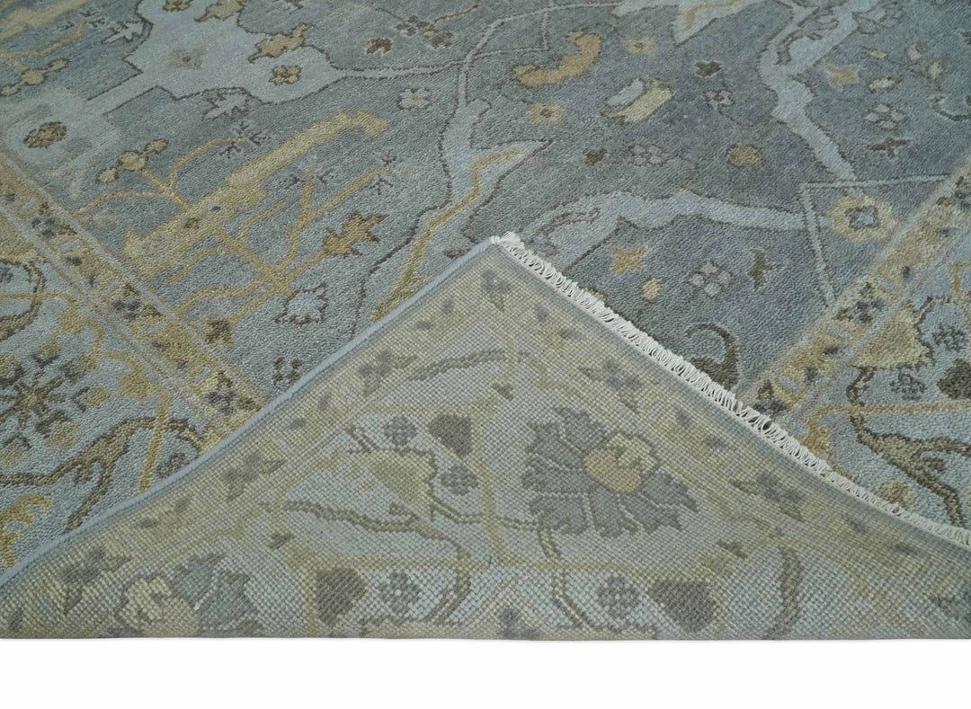 Hand Knotted 8x10 Oriental Oushak Silver and Beige Wool Area Rug | TRDCP1198810 - The Rug Decor