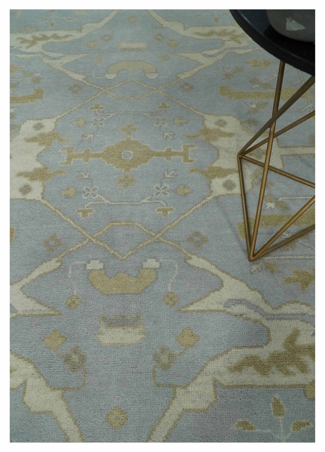 Hand Knotted 8x10 Oriental Oushak Silver, Ivory and Beige Wool Area Rug | TRDCP1160810 - The Rug Decor