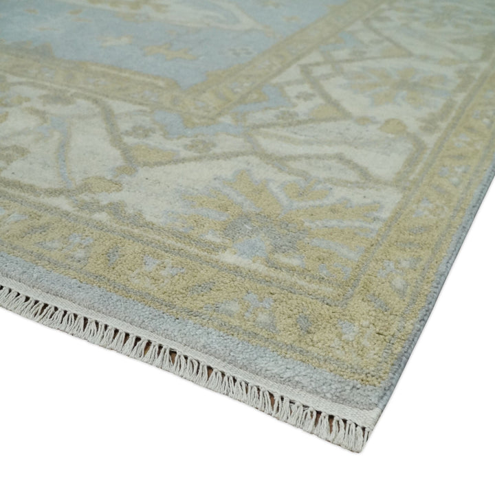 Hand Knotted 8x10 Oriental Oushak Silver, Ivory and Beige Wool Area Rug | TRDCP1160810 - The Rug Decor