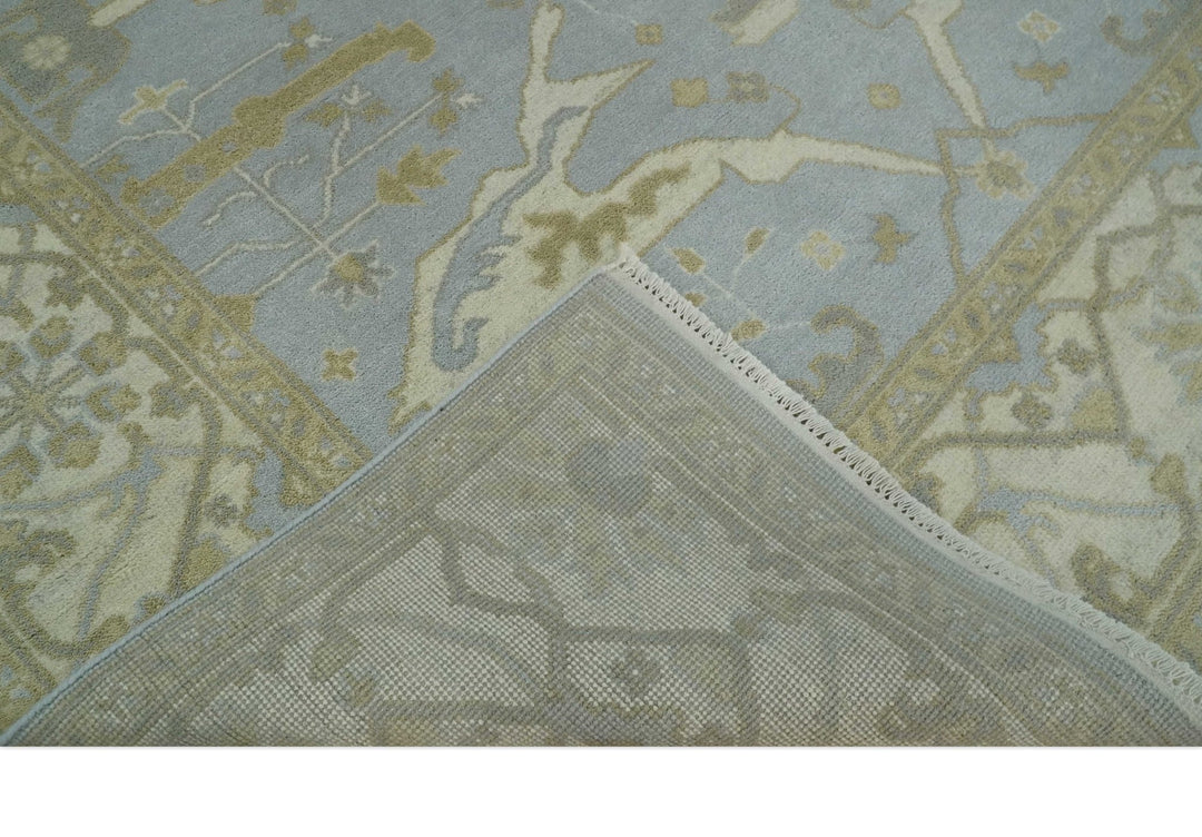 Hand Knotted 8x10 Oriental Oushak Silver, Ivory and Beige Wool Area Rug | TRDCP1160810 - The Rug Decor