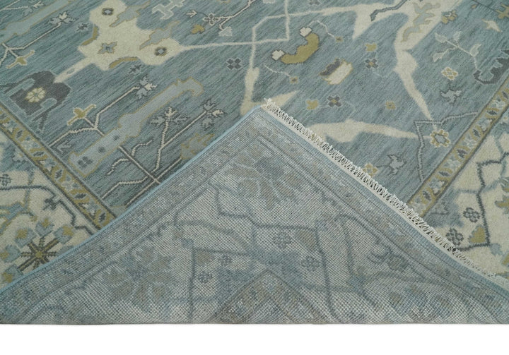 Hand Knotted 8x10 Oriental Oushak Silver, Ivory and Beige Wool Area Rug | TRDCP1195810 - The Rug Decor